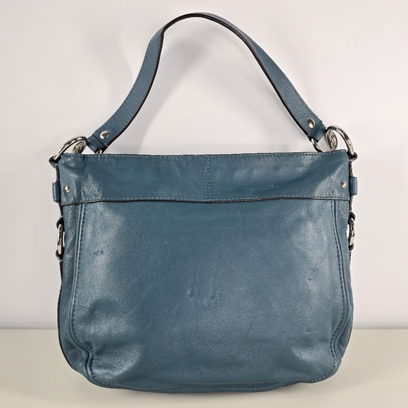 Coach F14707 Zoe Hobo Teal Full-Grain Leather Shoulder Bag Silver Hardware - Picture 2 of 12